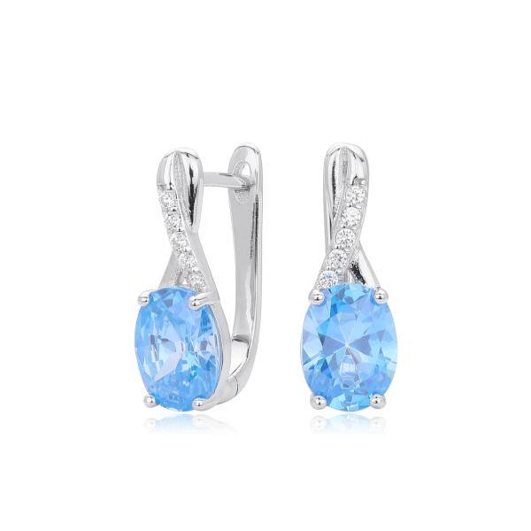 Silver Blue Stone Drop Earrings