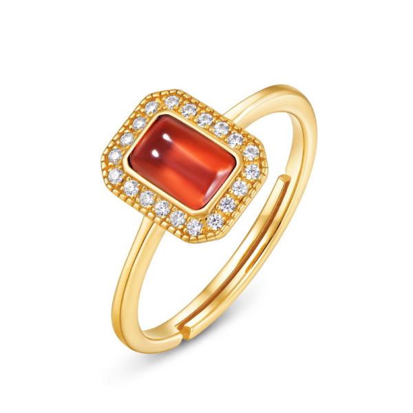 Gold-Plated Orange Halo Ring