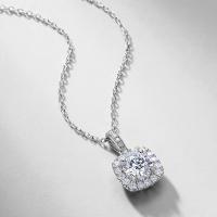 Silver Halo Cubic Zirconia Pendant Necklace