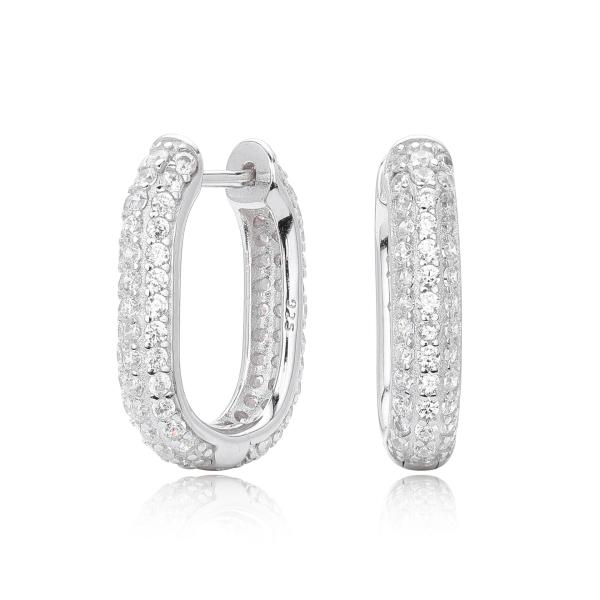 Silver Pavé Small Hoop Earrings
