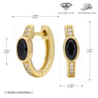 Gold Black Zircon Huggie Earrings