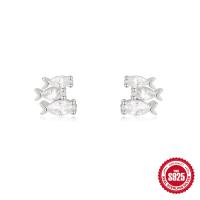 925 Silver Fish Motif Stud Earrings