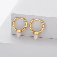 Gold Opal Drop Huggie Earrings