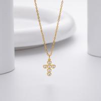 Gold Cubic Zirconia Cross Necklace