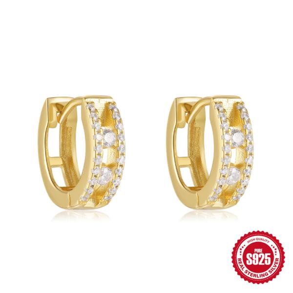 Gold-Plated Pavé Cubic Zirconia Huggie Earrings