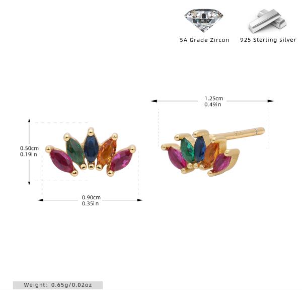 Gold Multicolor Floral Stud Earrings