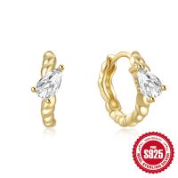 Gold-Tone Twisted Huggie Earrings with CZ