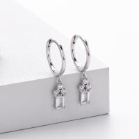 Silver Cubic Zirconia Drop Huggie Earrings