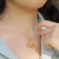 Gold Abstract Fan Pendant Necklace
