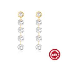 925 Silver Two-Tone Crystal Dangle Earrings