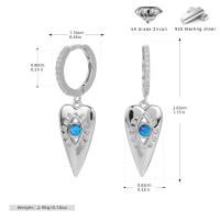 Silver Opal Heart Dangle Earrings