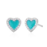 Turquoise Heart Silver Stud Earrings