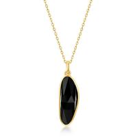 Gold Black Onyx Pendant Necklace