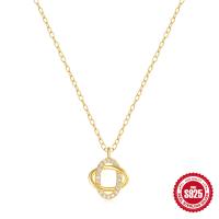 Gold-Plated Geometric Pavé Pendant Necklace