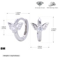 Silver Wing Zirconia Huggie Earrings