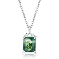 Silver Green Jade Pendant Necklace