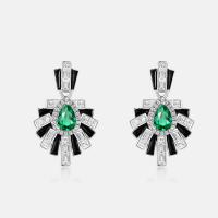 Emerald Geometric Dangle Earrings