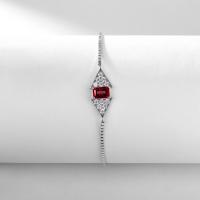 Silver Ruby Chain Bracelet