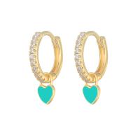 Gold Plated Pavé Heart Enamel Hoop Earrings