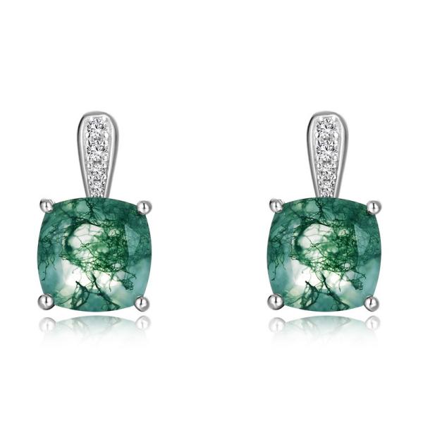 Jade Prong-Set Silver Drop Earrings