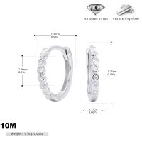 Medium Silver Zircon Huggie Earrings