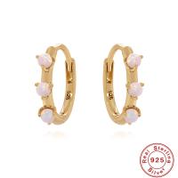Gold Opal Huggie Earrings