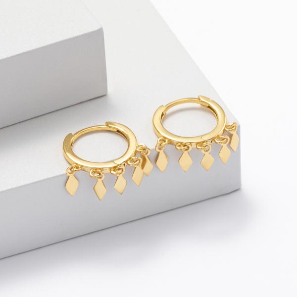 Gold Geometric Dangle Huggie Earrings