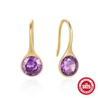 Gold-Finished Amethyst Drop Earrings