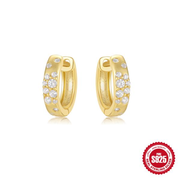 Gold-Plated Pavé Huggie Earrings