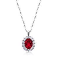 Ruby Halo Silver Pendant Necklace