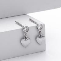 Silver Heart Drop Earrings