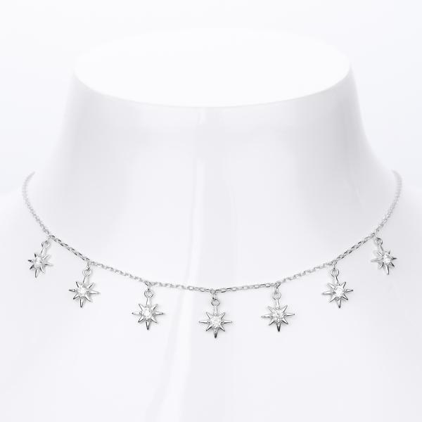 Silver Celestial Star Choker Necklace