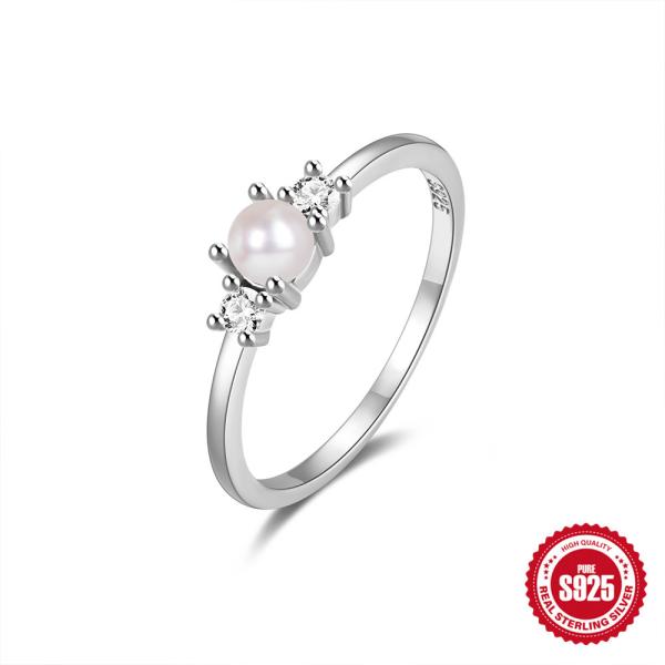 925 Silver Freshwater Pearl Prong Ring