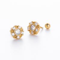 Gold Floral CZ Stud Earrings