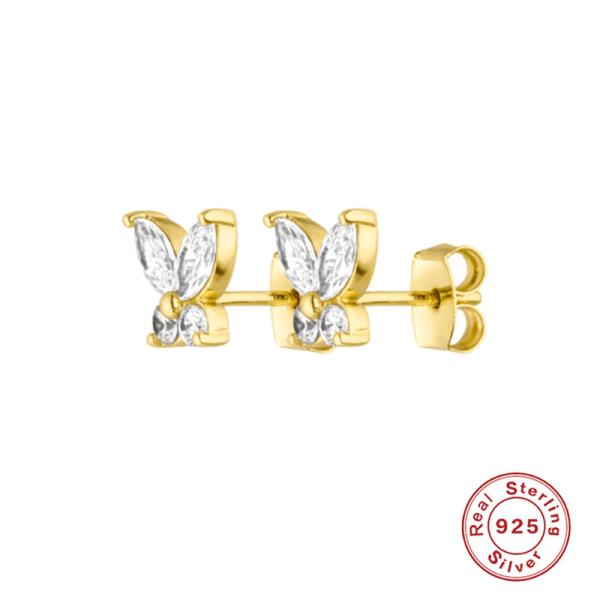 Two-Tone Butterfly Cubic Zirconia Stud Earrings