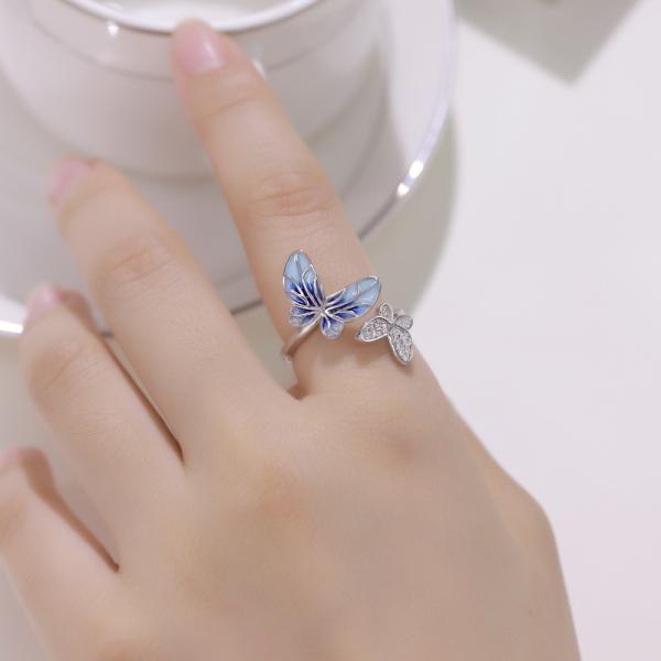 Butterfly Motif Silver Ring