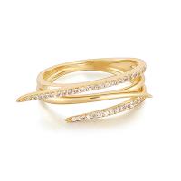 Gold Spiral Wrap Ring with Pavé CZ