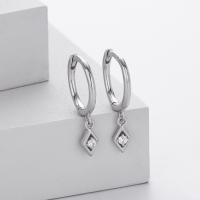 Silver Geometric Dangle Huggie Earrings