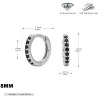 Large Silver Black Zircon Huggie Earrings