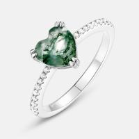 Sterling Silver Heart Green Stone Ring