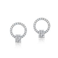Silver Pavé Geometric Hoop Earrings