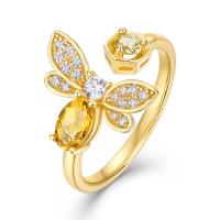 Citrine Bee Motif Gold Ring