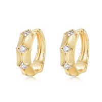 Gold Geometric Cubic Zirconia Huggie Earrings