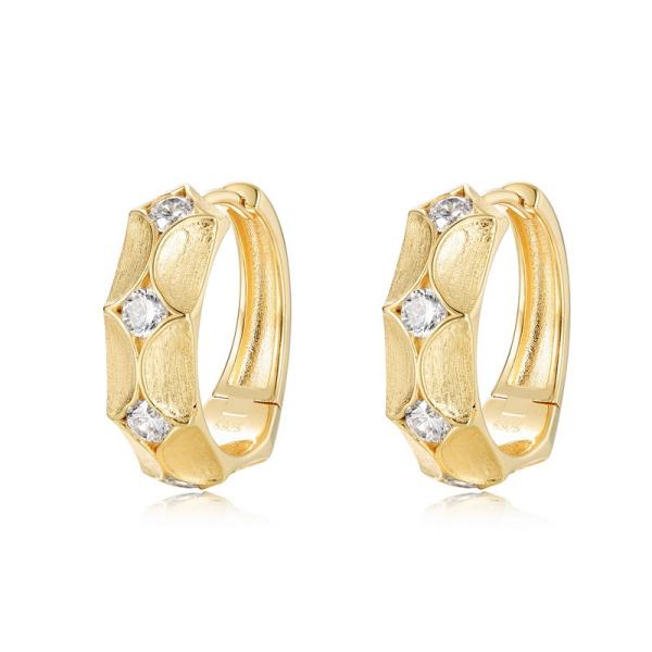 Gold Geometric Cubic Zirconia Huggie Earrings