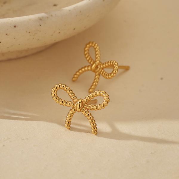 Gold Bow Stud Earrings