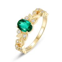 Floral Emerald Gold Band Ring