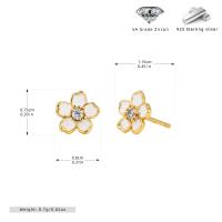 White Enamel Floral Stud Earrings in Gold-Tone