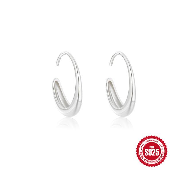 925 Silver High-Polish Hoop Earrings