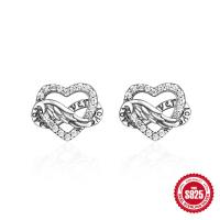 925 Silver Heart Pavé Stud Earrings