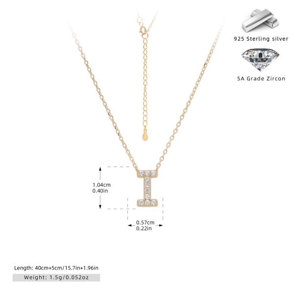 Gold 'I' Pavé Pendant Necklace